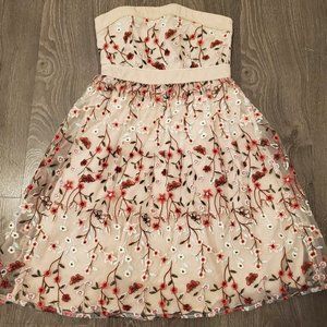 Beautiful Floral Taupe Evening Dress